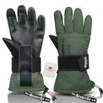 devembr Snowboarding Gloves with Wrist Guards, Ski Gloves Touchscreen, Green, L