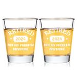 DAZLUTE Retirement Gifts for Men, Retired 2024 Not My Problem Anymore Shot Glasses Set of 2, Funny Retired Gifts for Boss Coworker Husband Teacher Friends Dad Grandpa, 2 OZ Retired Shot Glasses