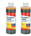 Leader Povidone Iodine 10% Prep Solution USP, First Aid Antiseptic Wound Cleanser, Wound Wash, Antiseptic Soap (8 Fl Oz, Pack of 2)