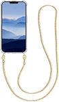 kwmobile Case Compatible with Apple iPhone 13 - Crossbody Case Clear Transparent TPU Phone Cover with Metal Chain Strap - Gold/Transparent