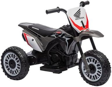 HOMCOM Moto Eléctrica con Licencia Honda CRF450RL para Niños de +18 Meses Motocicleta de Batería 6V con Velocidad 3 km/h Bocina y Sonido de Arranque Carga 25 kg 71x40,5x43,5 cm Gris