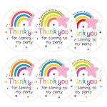 joycraft 60Pcs Rainbow Thank You Sticker, 2" Thank You for Coming to My Party Sticker, Round White Adhesive Stickers, Personalized Gift Stickers for Envelope Seals, Gift Bags, Party Favor