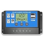 Solar Charge Controller, Topcloud 30A Solar Panel Controller 12V/24V PWM Auto Parameter Adjustable LCD Display Solar Panel Battery Regulator with Dual USB Port