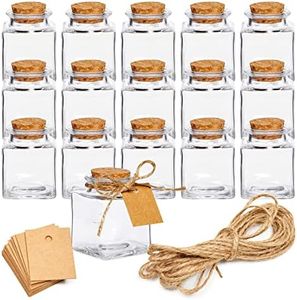 BLUE PANDA 15 Pack Small Glass Bottles with Cork Stoppers - 1.7 oz (50ml) Mini Jars with Twine and Blank Tags for Gift Favors, Spices, Crafts