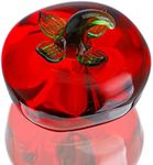 KRISININE Hand Blown Glass Red Tomato Figurine Crystal Fruit Collectible Figurines Art Glass Miniature Ornament Tabletop Desk Paperweight for Women