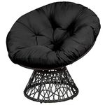 RELAX4LIFE Rattan Papasan Chair, 360 ° Swivel Egg Recliner Chair with Soft Cushion, Indoor Outdoor Rocking Moon Lounger Chair for Living Room Garden Balcony Patio (Black)