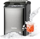 INOVIVA Nugget Ice Maker Countertop, 40lbs/24H Soft Chewable Pellet Ice Machine with Self-Cleaning, Sonic Ice Maker for Home Kitchen,Office - Black Stainless