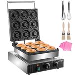 VEVOR Electric Donut Maker 9 Holes Commercial Donut Machine, 2000W Double-Sided Heating Commercial Donut Maker, Electric Doughnut Machine for Home & Commercial Use with Non-stick Teflon Coating