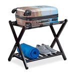 Relaxdays Suitcase Stand, Folding Bamboo Luggage Rack, Bamboo H x W x D: 56 x 67.5 x 42.5 cm, Brown