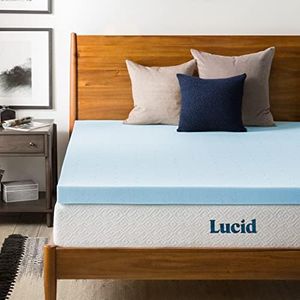 Lucid 3 Inch Mattress Topper Full XL - Gel Infused Memory Foam – Memory Foam Mattress Topper Full – Ventilated Design – CertiPur Certified