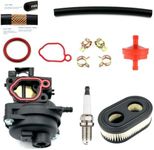 Carburetor for Toro 22’’ Model 20339 163cc Lawn Mower with Briggs &Stratton Engine 7.25 with Air Filter rep. 593260 20332 20333, Spark plug, Reinforced Fuel Hose, Fuel fIlter and clamps