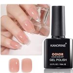 KANORINE Sheer Nude Gel Nail Polish, Jelly Natural Pink Translucent Color GEL POLISH UV Light Cure Gel Polish for Nail Art DIY Manicure and Pedicure at Home 15ML