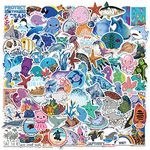 100PCS Cute Ocean Stickers, Funny Marine Life Sticker Pack for Water Bottles Laptop Phone Skateboard Luggage Helmet Guitar, Vinyl Waterproof Cool Sea Animal Decals for Teen Girls Kids(cean Life)