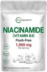 Vitamin B3 Niacinamide 500mg Per Capsule, 400 Capsules | 1,000mg Flush Free Niacin Per Serving, Essential B Vitamin Supplement | Skin Care Health & Energy Support | Non-GMO, Gluten Free