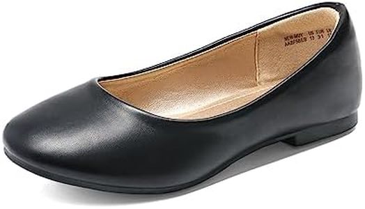 DREAM PAIRS Girls Dress Shoes Slip On Ballet Flats, Black/Pu - 4 Big Kid (Muy-Shine)