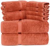 Towel Bazaar Premium Turkish Cotton Super Soft and Absorbent Towels (8-Piece Towel Set, Coral)