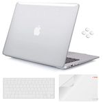 iCasso Compatible with MacBook Air 13 Inch Case Durable Rubber Coated Plastic Cover for MacBook Air 13 Inch Model A1369/A1466 with Keyboard Cover (Clear)