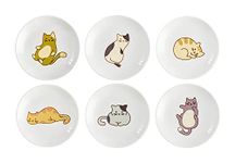 Mozacona 6pcs Ceramic Cat Appetizer Plates Sauce Dishes Dessert Dishes Seasoning Dishes