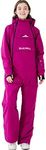 OUKAFU Women One Pieces Ski Suits Waterproof Ski Jumpsuits Winter Onesies Snowsuits Snowboard Coveralls for Snow Sports, Purple, Large