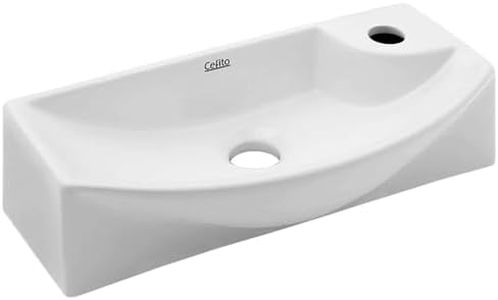 Cefito Bathroom Basin Vanity Sink, Ceramic Hand Wash Basins Vessel Sinks Above Counter Top Tools Kitchen Home Improvement, Rectangle High Gloss Finish Modern Scratch-Resistant White