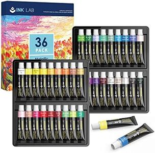 Peinture Acrylique Métallique 36 Tubes 12ml Couleurs Brillantes Kit de Peinture Acrylique Métalliques pour Peinture sur Toile Papier Bois Pierre Céramique Artistes Enfants,Pigments Riches