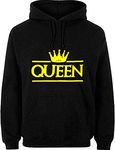 Bhains Ki Ankh Women Casual Queen Printed Sweatshirt & Hoodie (WOMN-BLK-YLW-HODIE-Queen-Crown-S)