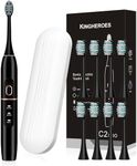 kingheroes Electric Toothbrush Set, Comes with 8 Brush Heads & Travel Case,4 Modes with 2 Minutes Built in Smart Timer, One Charge for 60 Days, 42000 VPM Motor (Black)