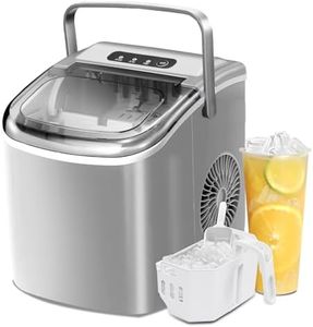 Havato Portable Ice Maker Countertop, 9 Bullet Ice Cubes in 6 min, 26.5 lb (12kg)/24h, Compact Ice Machine with Handle Scoop Basket, Self-Cleaning, Ideal for Home/Kitchen/Office/Party/Camping, Grey