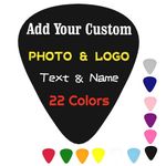 Custom Guitar Picks Personalised Guitar Plectrums Pick 12 Pcs with Your Design Photo/Logo/Text, Single-sided Print Electric Guitar Accessories with Box Case, Birthday Christmas Gifts, Black