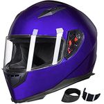 ILM Full Face Motorcycle Street Bike Helmet with Removable Winter Neck Scarf + 2 Visors DOT Model-JK313 (XL, Blue)