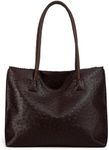 Milan Chiva Leather Tote Bag for Women with Zipper Large Ostrich Hobo Purse Shoulder Purses and Handbags Coffee Gift MC-1038CF