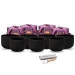 TOPFUND 8-10 Inch Chakra Set of 7 Black Crystal Singing Bowls with Heavy Duty Carrying Cases and Mallets