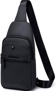 Arctic Hunter Slim Sling Bag for Men Small Crossbody Bag for 8-inch iPad Water-resistant Chest Bag with Earphone Port Detachable Buckle Side Shoulder Bag for Travel Outdoor Casual, Black