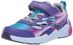 Saucony Kids Wind Alternative Closure, Teal/Purple/Chrome, 4.5 US Little Kid