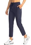 Soothfeel Women's Golf Pants with 4 Pockets 7/8 Stretch High Waisted Sweatpants Travel Athletic Work Pants for Women, Navy Blue, X-Large