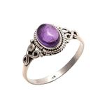 Amethyst Stone Ring 925 Sterling Silver Statement Ring For Women Size UK M Natural Gemstone Ring Handmade Ring Christmas Gifts Ring Jewelry