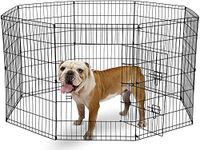 UNDERDOG 8 Panel Playpen Suitable for Dogs/Puppies/Cats & Rabbits foldable ideal for Indoor/Outdoor use puppy play pen (91cm, Black)