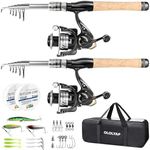 OLOLYAP Fishing Pole Combo 6.89ft/2.1m 2PCS Carbon Fiber Fishing Rod and Aluminum Reel Combos Lures Set Fishing Line Carrier Bag Sea Saltwater Freshwater Fishing Rod Reel Kit