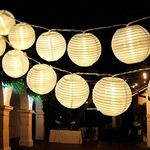 Bright Zeal 20' Long 30 LED Lanterns String Lights Battery Powered - Indoor Outdoor 3" White Silk-Like Cloth Round Lanterns String Lights - Mini Lantern String Lights for Yard Bedroom Wedding