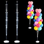 2 Sets Balloon Column Stand Kit 5.3 FT Adjustable Height Balloon Holder for Floor or Table with Balloon Tying Knot Tool for Baby Shower Graduation Birthday Wedding Christmas Party