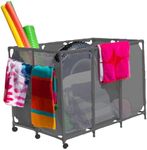 Pool Bins Pool Noodles Holder, Toys, Floats, Balls and Floats Equipment Mesh Rolling Storage Organizer Bin, Extra Large (30.2" L x 47.2" W x 34" H), Gray