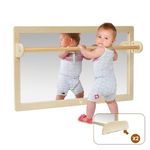 XIHAToy Coordination Mirror Montessori Wooden Toddler Mirror Safety Shatterproof Mirror Acrylic Non-Glass Early Learning to Walk Wall Mirror and Bracket Dual-Use