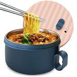 YCXXKJ Microwave Ramen Bowl Set Ramen Cooker with Handles Noodle Bowls with Lid and Chopsticks Stainless Steel Liner Dishwasher Safe for Home Office College Dorm Room(Pink & Blue)