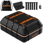 AUXKO 22 Cubic Ft Rooftop Cargo Carrier Bag for All Vehicles with/Without Roof Rack, Soft Shell Car Roof Bag with Reflective Strip Includes Anti-Slip Mat, 6 Door Hooks & Combination Lock