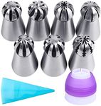 RKPM Imported 7Pcs Russian Flower Icing Piping Nozzle Tip Pastry Cake Baking Tool DIY( with 1 Cuppler and 1 Reuaable Iceing Bag )