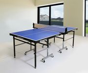 GYMNCO Mini Table Tennis | Table 6x3 ft | Laminated Top 18 mm + 2 Tt Racket & Balls | with Wheel Blue Color