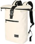 ROTOT Roll Top Travel Backpack, 22 Liter Laptop Bag for Computer, Camera, Accessories-Essentials for Camping, Hiking, White, Large, Modern