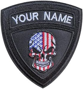 Custom Name Patches, American Flag Name Patches Skull Patches, Embroidered Tactical Military Morale Patch Hook and Loop for Backpacks,Tactical Vest