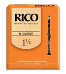 D'Addario Woodwinds - Rico Bb Clarinet Reeds - Reeds for Clarinet - Thinner Vamp Cut & Unfiled for Ease of Play, Traditional Blank for Clear Sound - Clarinet Reeds 1.5 Strength, 10-Pack