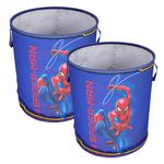 Kuber Industries Marvel Spiderman Laundry Basket | Non-Woven Round Laundry Basket | Clothes Storage Hamper | Foldable Laundry Bag with Handle | Toy Storage Basket | 45 LTR | Navy Blue